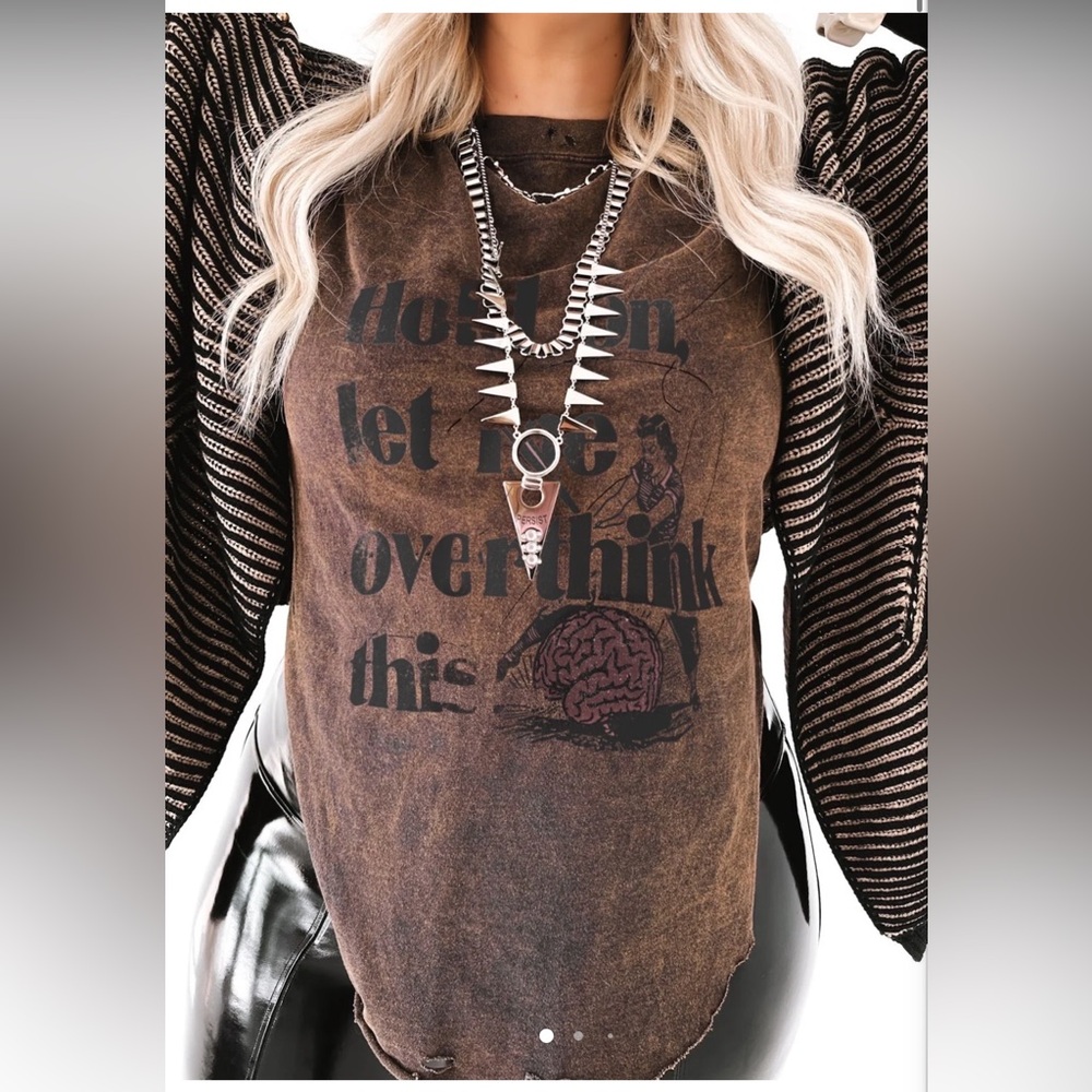 Pebby Forevee Distressed Side Slit Tee Black
